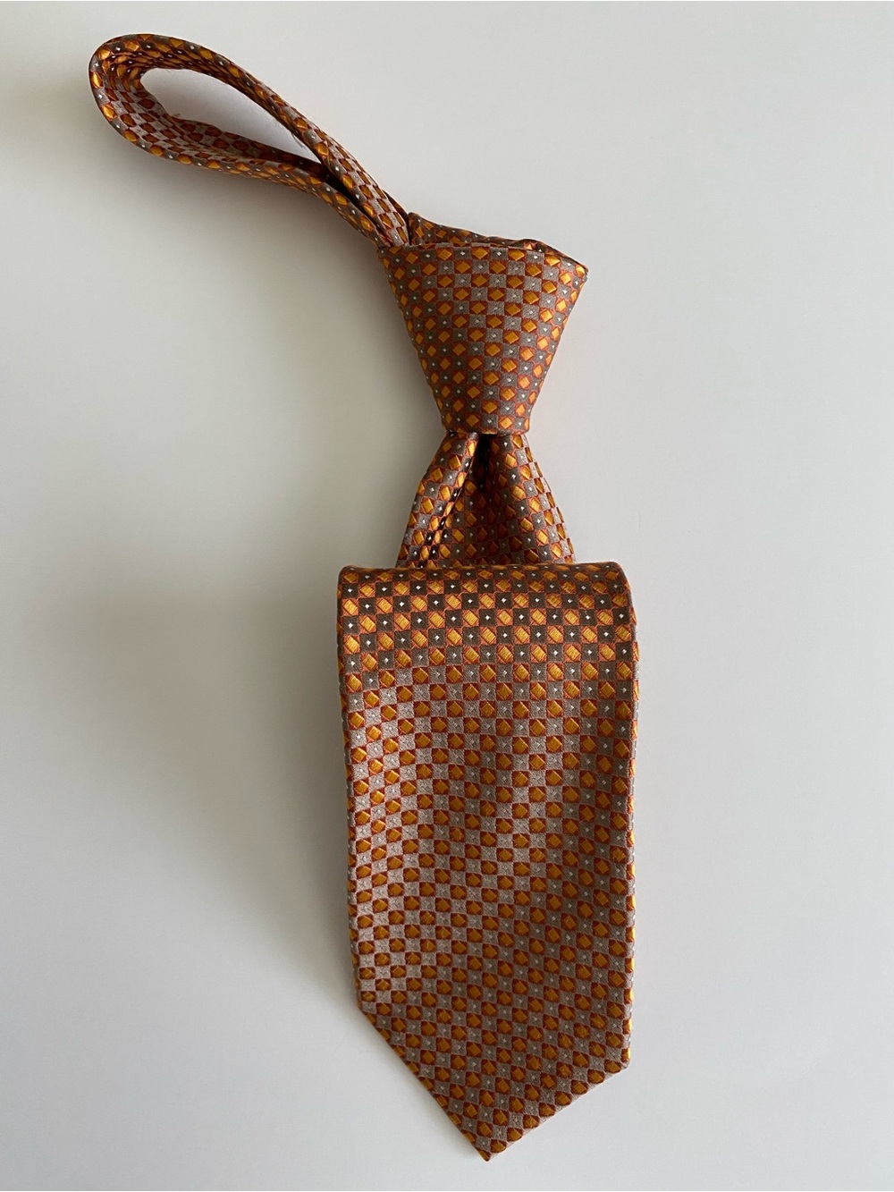 Geoffrey Beene Gold Geometric Silk Tie